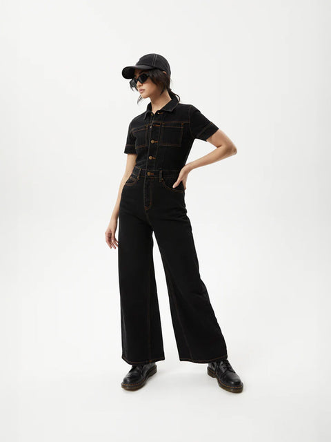Estrella - Recycled Organic Denim Flared Leg Jumpsuit