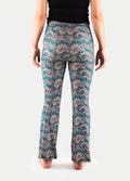 Festival Flared Printed Leggings | Green Brown Paisley-Image 3