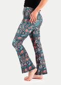 Festival Flared Printed Leggings | Green Orange Floral-Image 2