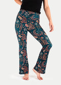 Festival Flared Printed Leggings | Teal Orange Floral-Image 1