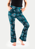 Festival Flared Printed Leggings | Teal Paisley-Image 1