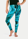Festival Printed Leggings | Green Marble-Image 1