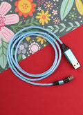 Flashing Magnetic Cable Micro USB 1m | Blue-Image 1