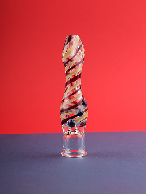 Flat Mouth Glass Cig Holder w- Roll Stop