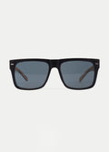 Flat Top Contrast Arm Sunglasses | Black-Wood-Image 1