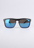 Flat Top Notched Square Polarised Sunglasses | Black-Blue-Image 1