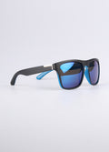 Flat Top Notched Square Polarised Sunglasses | Black-Blue-Image 2