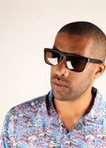 Flat Top Notched Square Polarised Sunglasses | Brown-Image 3
