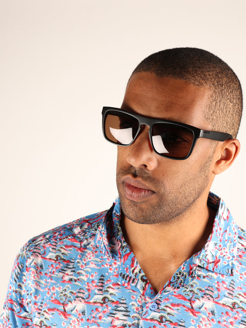 Flat Top Notched Square Polarised Sunglasses
