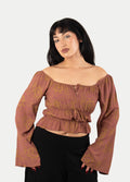 Flowy Peasant Blouse | Maroon-Image 1