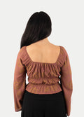 Flowy Peasant Blouse | Maroon-Image 3