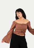 Flowy Peasant Blouse | Maroon-Image 4