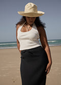 Focus - Hemp Seersucker Maxi Skirt | Black-Image 2