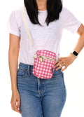 Fydelity Recycled Mini Brick Bag | Gingham Pink-Image 3