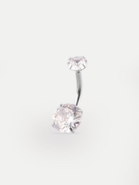 Gem Double Prong Set Navel Barbell 14G