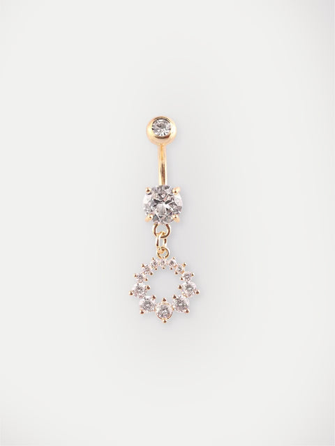 Gem Gold Circle Navel Barbell 14G