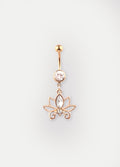 Gem Gold Lotus Navel Barbell 14G | Clear-Image 1