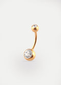 Gem Gold Navel Barbell 14G | Clear-Image 1