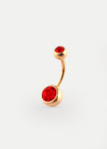 Gem Gold Navel Barbell 14G | Red-Image 1