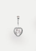 Gem Heart Navel Barbell 14G | Clear-Image 1