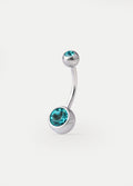 Gem Navel Barbell 14G | Aqua-Image 1