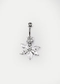 Gem Petal Navel Barbell 14G | Clear-Image 1