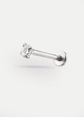 Gem Prong Set Flatback Barbell 16G | Clear-Image 1