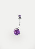 Gem Prong Set Navel Barbell 14G | Purple-Image 1