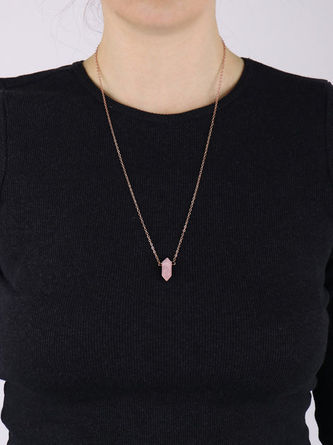 Gemstone Double Point Pendant