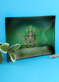 Glass Tray:Small -Hamsa | Green-Image 1