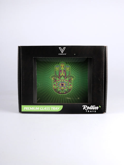 Glass Tray:Small -Hamsa