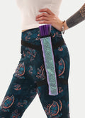 Festival Fans with Leg Holster | Purple/Green Glitter-Image 2