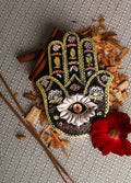 Hamsa Hand Gold Black Incense Holder | One Colour-Image 1