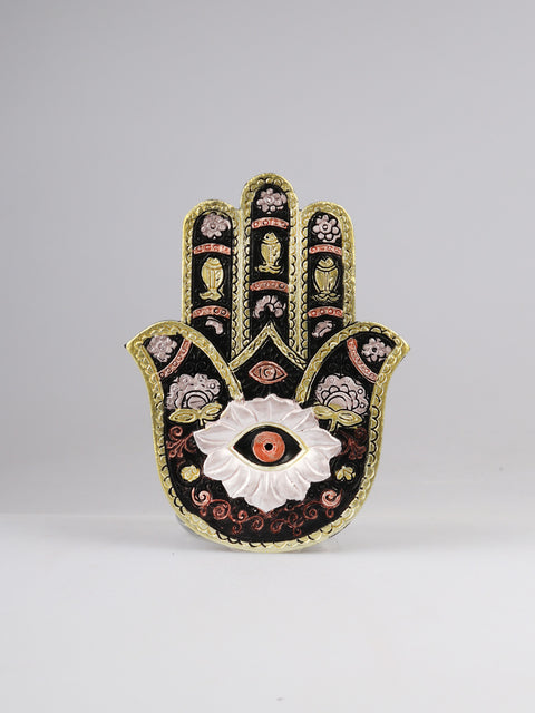 Hamsa Hand Gold Black Incense Holder