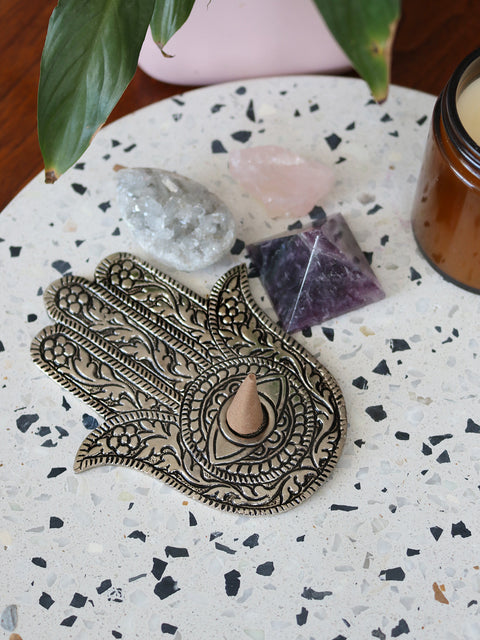 Hamsa Hand Incense Holder Silver