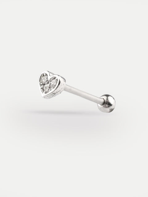 Heart Gem Ear Stud 18G