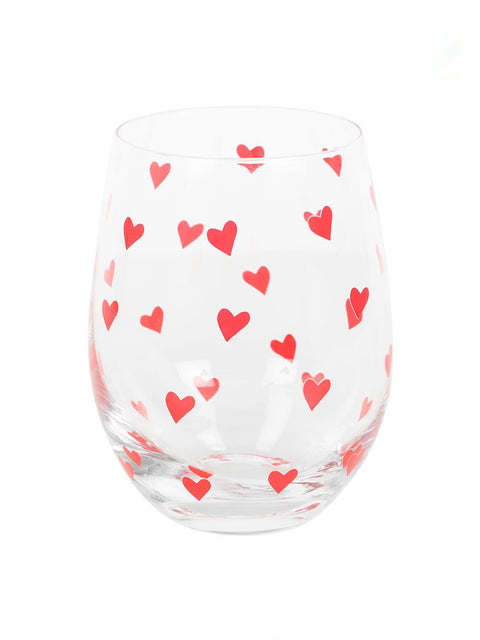 Heart Print Stemless Glass