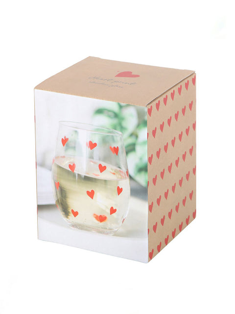 Heart Print Stemless Glass