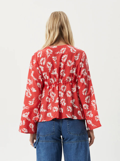Hibiscus - Organic Tencel Tie Blouse
