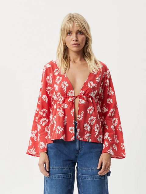 Hibiscus - Organic Tencel Tie Blouse