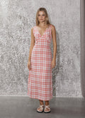 Kayla - Recycled Check Maxi Dress | Pink Check-Image 2