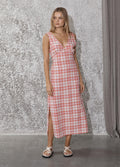 Kayla - Recycled Check Maxi Dress | Pink Check-Image 6