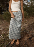 Lagoon - Hemp Seersucker Maxi Skirt | Overcast Check-Image 2