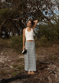 Lagoon - Hemp Seersucker Maxi Skirt | Overcast Check-Image 5