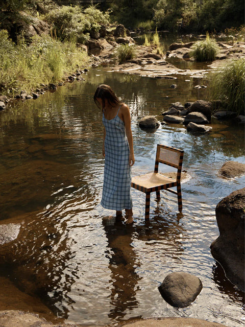Lagoon - Hemp Seersucker Midi Dress