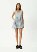 Lagoon Jesse - Hemp Seersucker Mini Dress | Overcast Check-Image 1