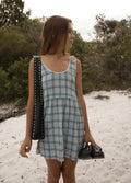 Lagoon Jesse - Hemp Seersucker Mini Dress | Overcast Check-Image 2