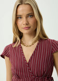 Ledger - Recycled Wrap Top | Burgundy Stripe-Image 4