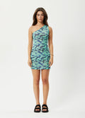 Liquid - Recycled Sheer One Shoulder Dress | Jade Floral-Image 1