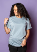 Little Yellow Bird Organic Cotton Tui Tee | Dusky Blue-Image 3